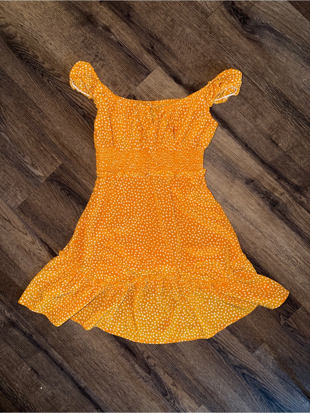 Yellow Off Shoulder Ruffle Mini Dress | S - Picture 2 of 5